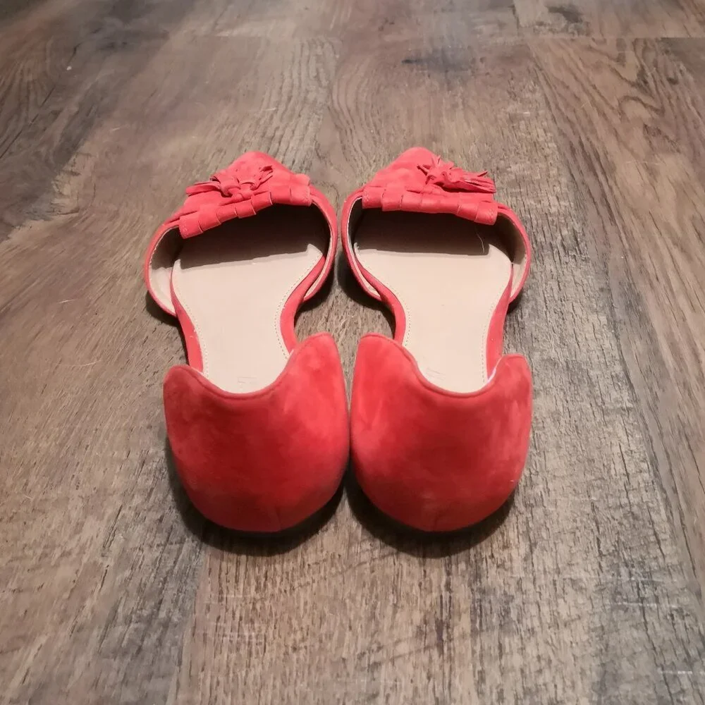 J. Crew‎ d’Orsay Suede Loafer/Flats Red Size 6.5